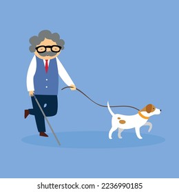 Grandpa walking his dog Jack Russell Terrier