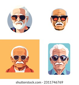Grandpa wearing sunglasses vector set