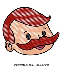 Grandparent face with mustache face cartoon