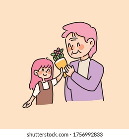 grandparent and grandchild cute bonding family illustration 