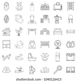 Grandparent icons set. Outline set of 36 grandparent vector icons for web isolated on white background