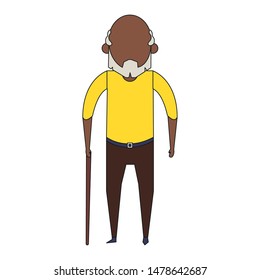 grandparent senior old retirement afro grandfather cartoon vector illustration graphic design