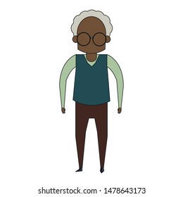 grandparent senior old retirement afro grandfather wearing glasses cartoon vector illustration graphic design