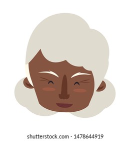 grandparent senior old retirement afro grandmother face cartoon vector illustration graphic design