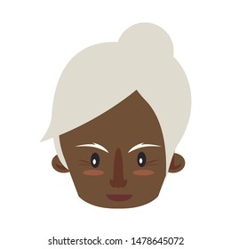grandparent senior old retirement afro grandmother face cartoon vector illustration graphic design