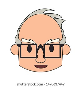 grandparent senior old retirement grandfather face wearing glasses cartoon vector illustration graphic design