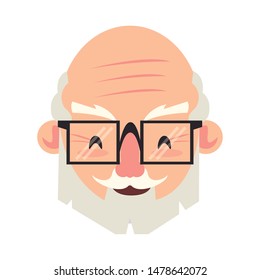 grandparent senior old retirement grandfather face wearing glasses cartoon vector illustration graphic design