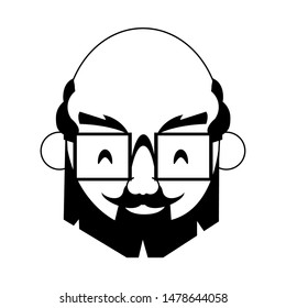 grandparent senior old retirement grandfather face wearing glasses cartoon vector illustration graphic design