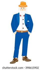 Grandparent in turn blue suit