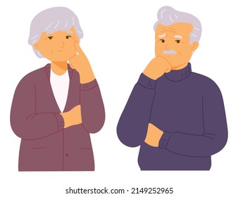 Grandparent Worry Problem Retire Anxiety Old Clipart Vector Illustration 