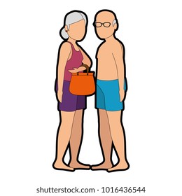 grandparents in beach outfit