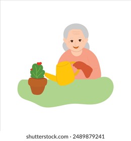 Grandparents Cartoon Style Illustration Vector 