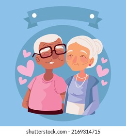 grandparents character cartoon love design