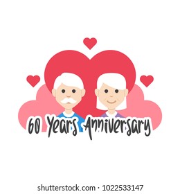 Grandparents couple 60 years old anniversary illustration vector isolated collection