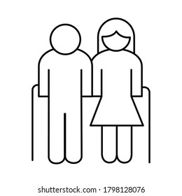 grandparents couple avatars line style icon vector illustration design