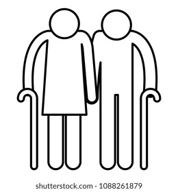 grandparents couple avatars silhouettes
