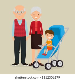 grandparents couple with baby avatars characters