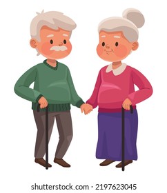 Grandparents Couple Canes Characters Stock Vector (Royalty Free ...