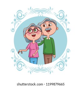 Grandparents couple cartoons