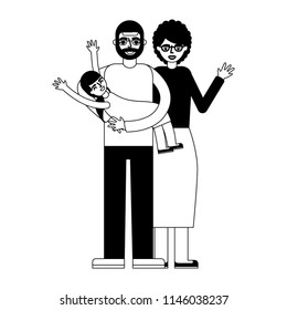 grandparents couple with granddaughter characters