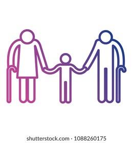 grandparents couple with grandson avatars silhouettes