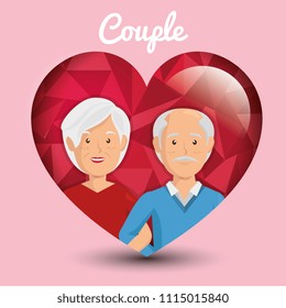grandparents couple in heart avatars characters