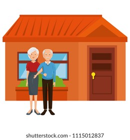 grandparents couple outside the house
