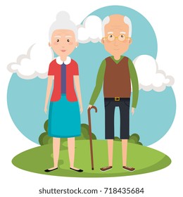 grandparents couple in the park avatars