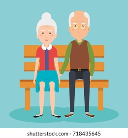 grandparents couple in park chair avatars
