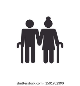 Grandparents couple silhouette icon vector