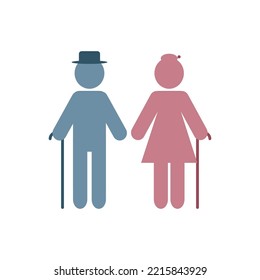 Grandparents couple silhouette isolated on white background. Vector illustration