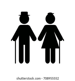 Grandparents couple silhouette isolated on white background. Vector illustration