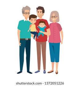 grandparents couple with son and kids