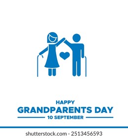 grandparents day, 10 September, greeting card, social media template, grandparents day banner design, grandparents day ads design. grandparents day stock illustration, vector file.
