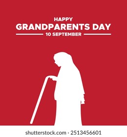 grandparents day, 10 September, greeting card, social media template, grandparents day banner design, grandparents day ads design. grandparents day stock illustration, vector file.
