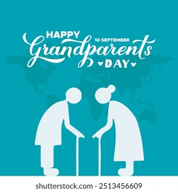 grandparents day, 10 September, greeting card, social media template, grandparents day banner design, grandparents day ads design. grandparents day stock illustration, vector file.