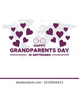 grandparents day, 10 September, greeting card, social media template, grandparents day banner design, grandparents day ads design. grandparents day stock illustration, vector file.