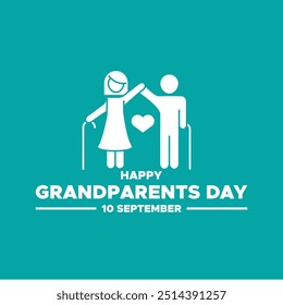 grandparents day, 10 September, greeting card, social media template, grandparents day banner design, grandparents day ads design. grandparents day stock illustration, vector file.