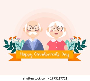 Grandparents Day is celebrated to show the bond between grandparents and grandchildren. Vector flat vector illustration
