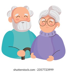 grandparents day couple characters icon isolated