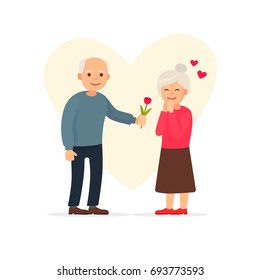 Grandparents day. Cute grandmother and grandfather. Vector illustration in cartoon style