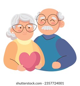 grandparents day cute old couple icon isolated