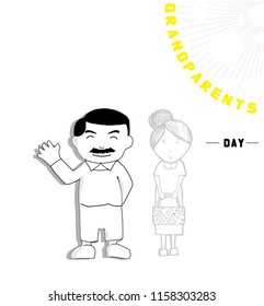 Grandparents day drawing,Vector illustrator.