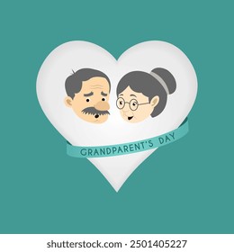 Grandparents Day,  with grandfather and grandmother illustrations, suitable for greeting card, banner, poster