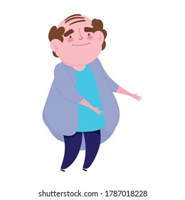 grandparents day, grandpa standing character cartoon isolated icon design vector illustration