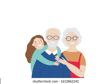 Grandparents Day greeting card. Happy Grandparents vector illustration flat lay