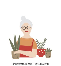 Grandparents Day greeting card. Happy Grandparents vector illustration flat lay