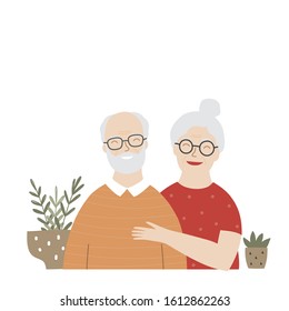 Grandparents Day greeting card. Happy Grandparents vector illustration flat lay