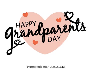 Grandparents Day Greeting Card. Happy Grandparents Day, Heart Typography Vector.