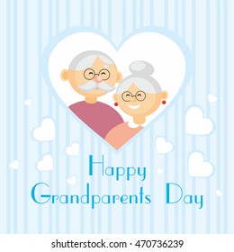 grandparents day greeting card with the image of the grandmother and grandfather